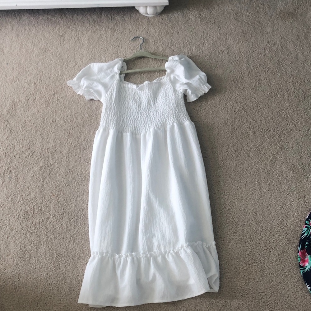Amazon White Puff Sleeve Midi Dress